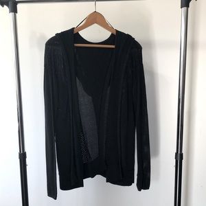 Lululemon knit hoodie sweatshirt with open back. Black.